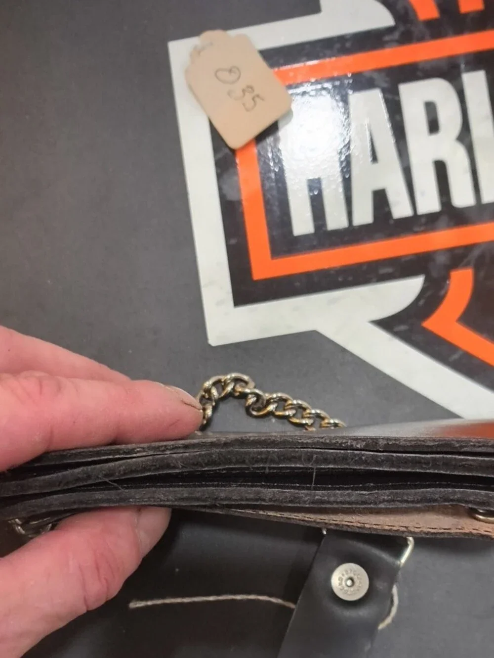 Vintage Harley Davidson Black Leather Wallet with Brown Winged Logo